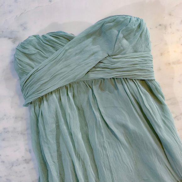 Green Silk J Crew Formal Bridesmaid Gala Dress - Picture 2 of 8
